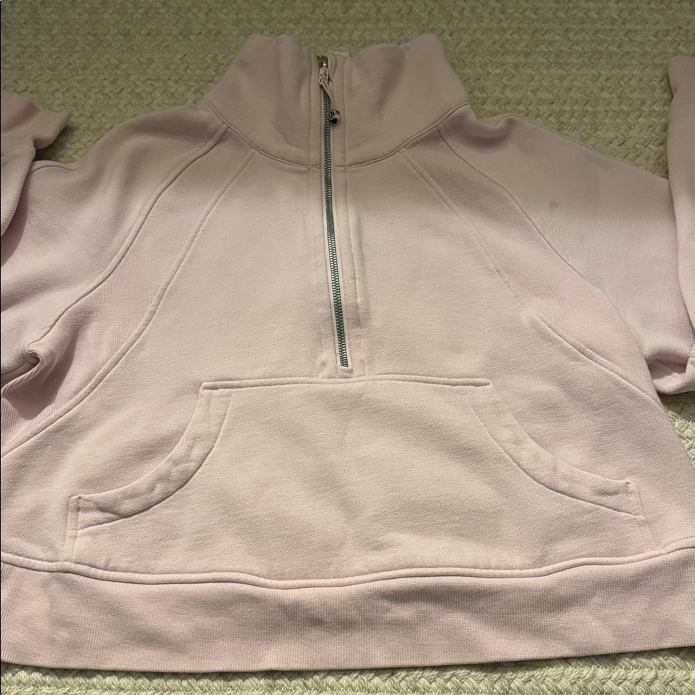 Lululemon scuba Oversized Funnel Neck Half Zip - Meadowsweet Pink - Tiny Smudge - Picture 2 of 3